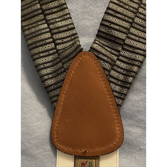 Vintage Trafalgar Silk & Leather Y2K 2000 Braces Suspenders Adjustable‎ Size - Picture 6 of 13